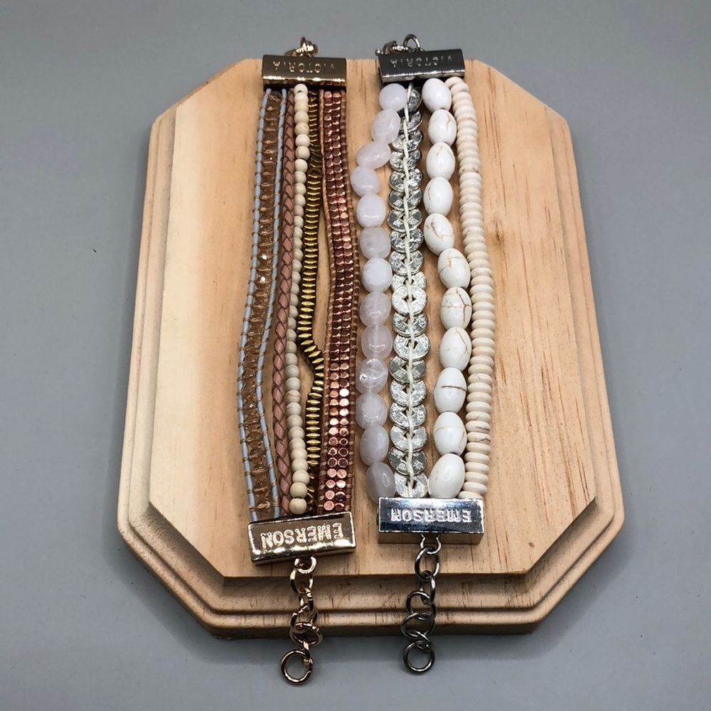 Victoria Emerson layered stacking look bracelets bundle lot 2, boho.
